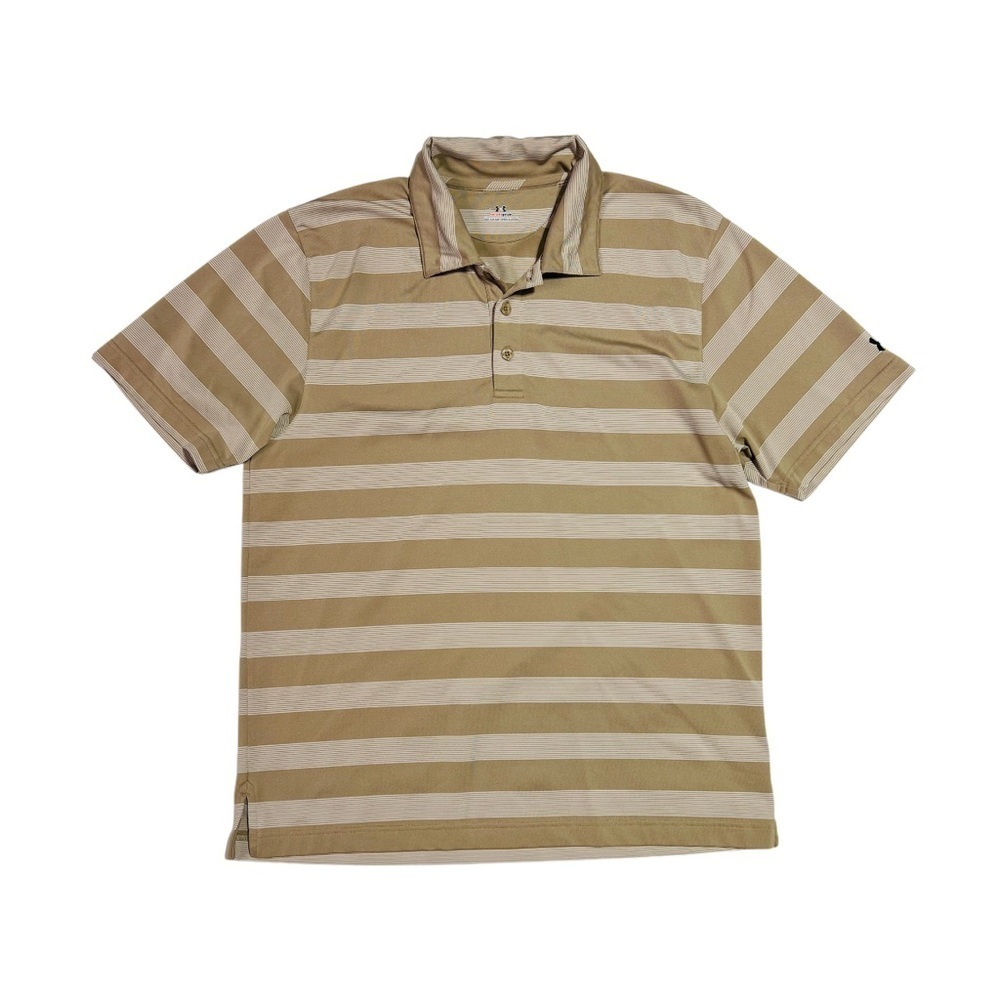 Under Armour Tan‎ and Cream Golf Polo Shirt Classic Stripes